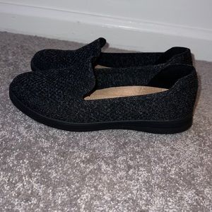 Black fabric flats